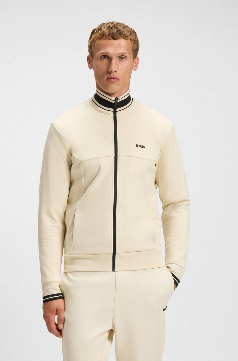 STRIPE-DETAIL ZIP-UP SWEATSHIRT IN A COTTON BLEND 2