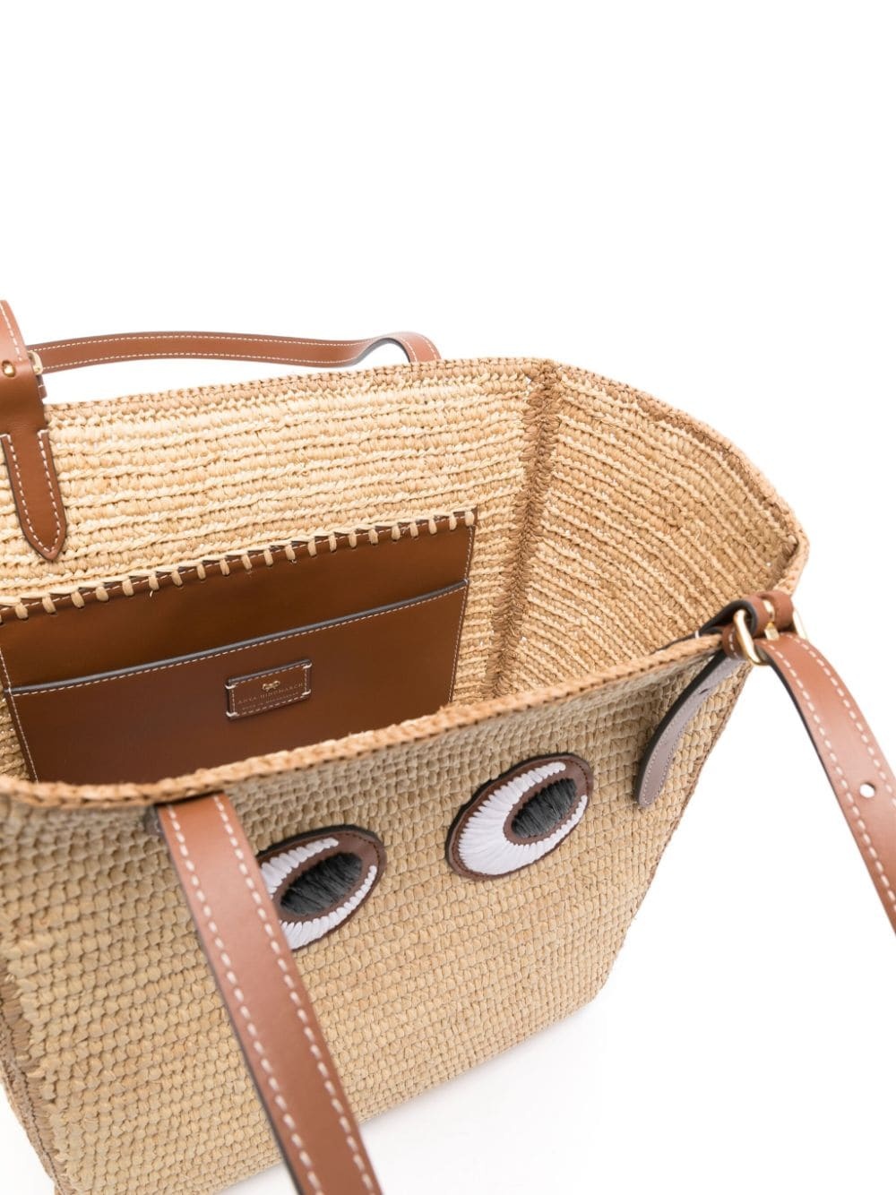 Eyes raffia tote bag - 3