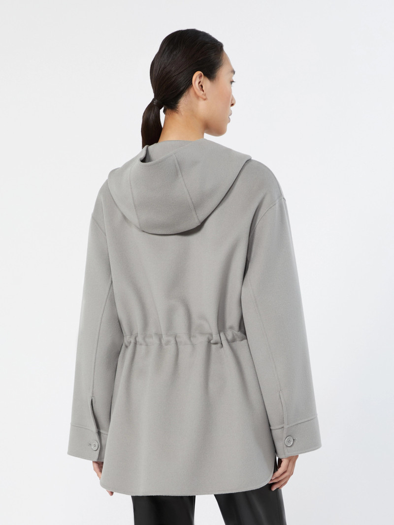 MONIA Short wool coat with hood - PEARL GREY 4