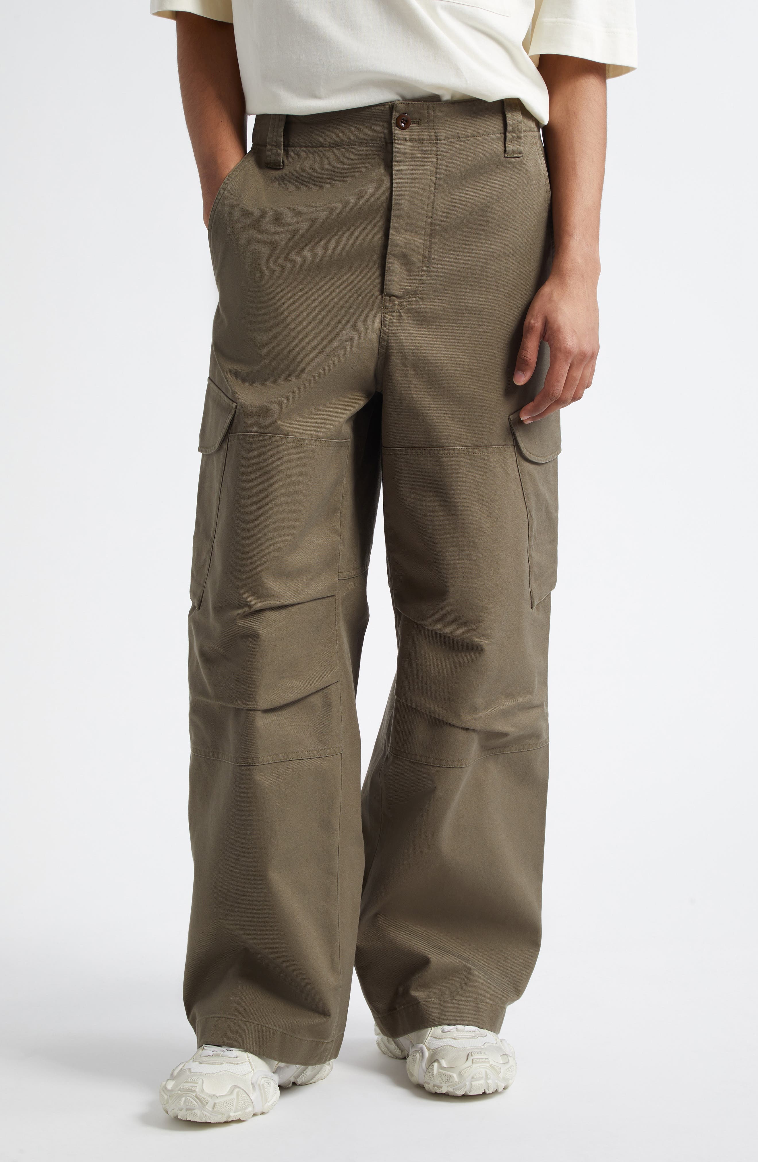 Acne Studios Reinforced Cotton Twill Cargo Trousers in Green at Nordstrom - 1
