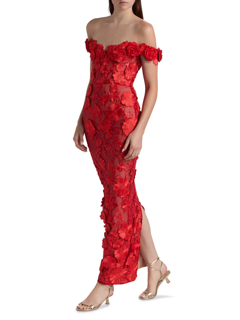 Women's Jasmine Off-the-Shoulder Gown - Red 4