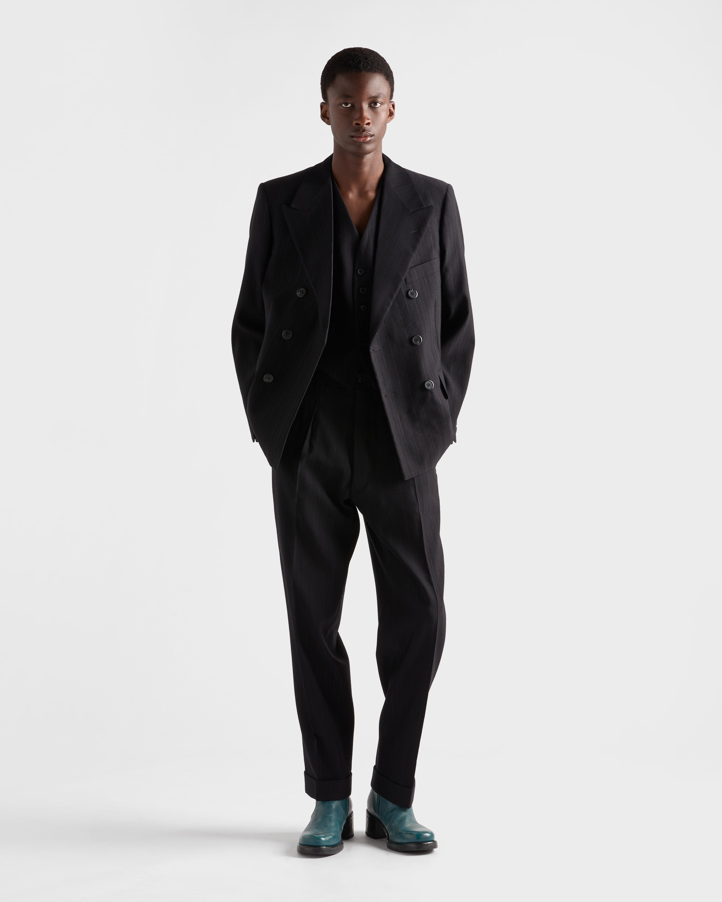Double-breasted wool blend jacket - 2