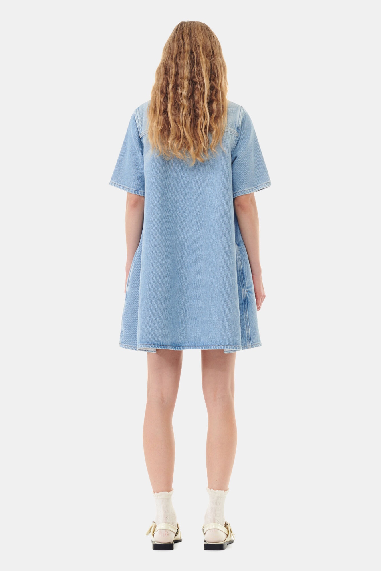 BLUE HEAVY DENIM MINI DRESS - 5