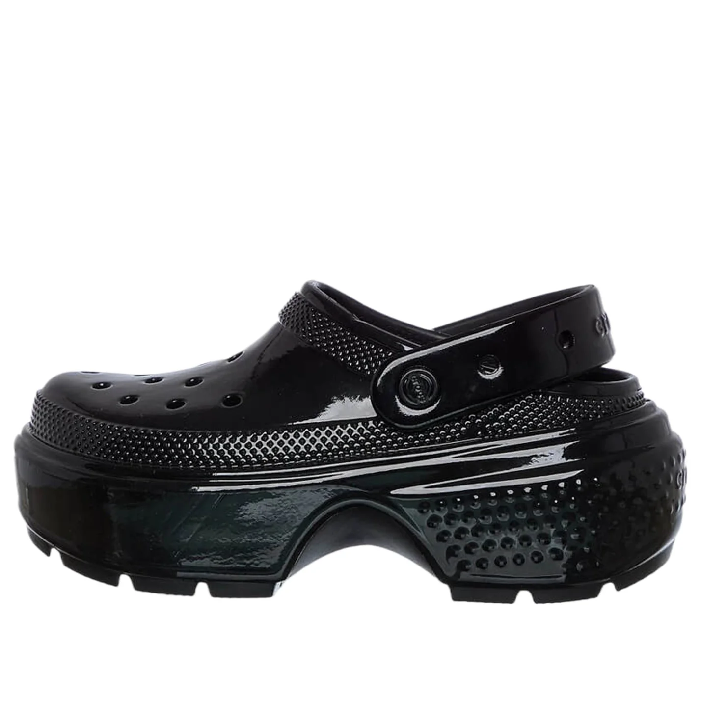 (WMNS) Crocs Stomp High Shine Clog 'Black' 209568-001 - 1