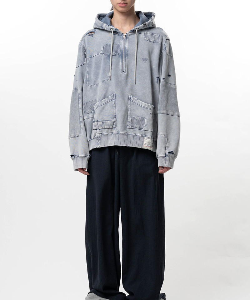 Bleached Repair Half Zip Hoodie 8