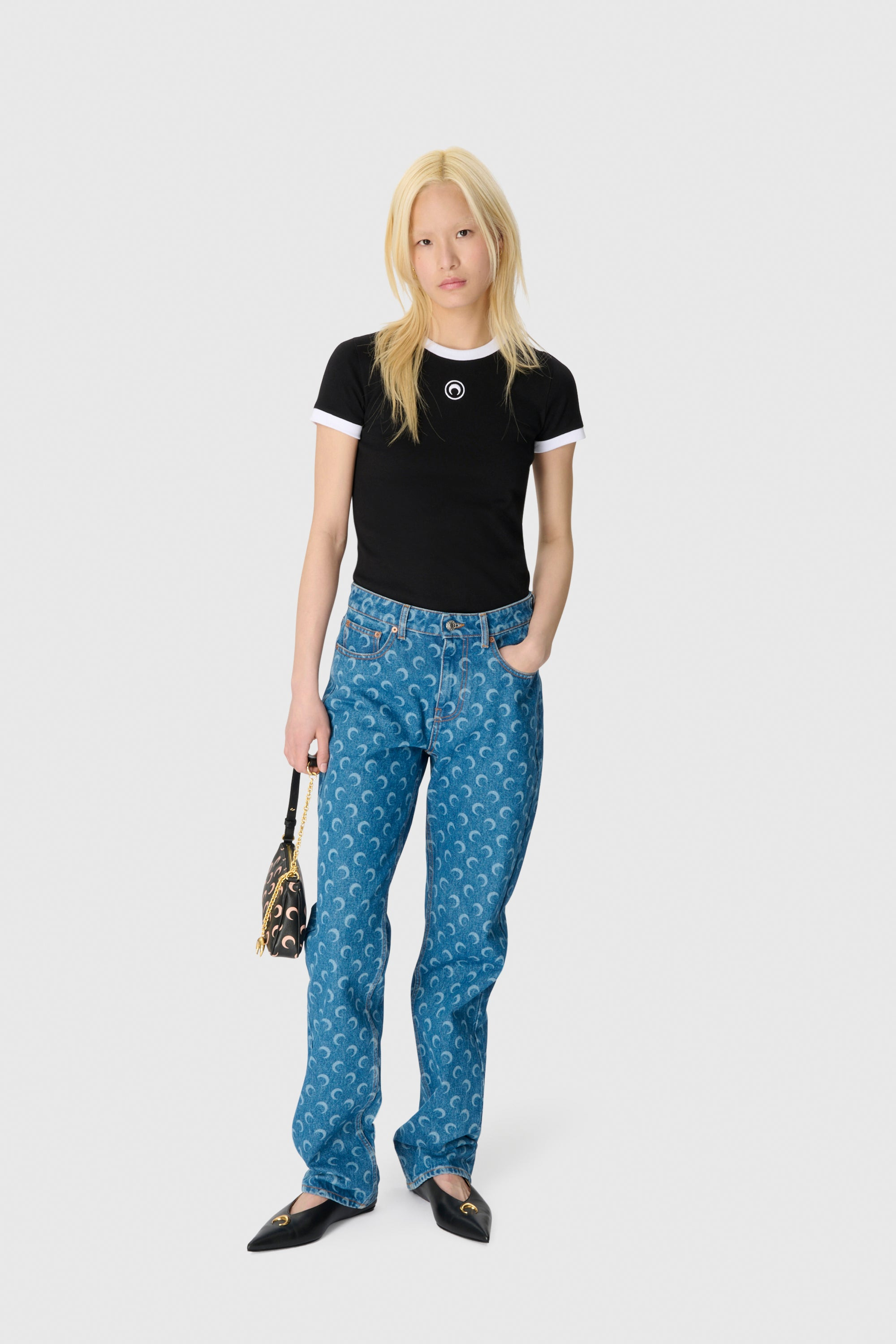 Moon Laser Blue Wash Denim Straight Jeans - 2