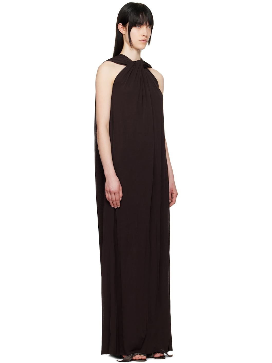 Brown Draped Maxi Dress - 2