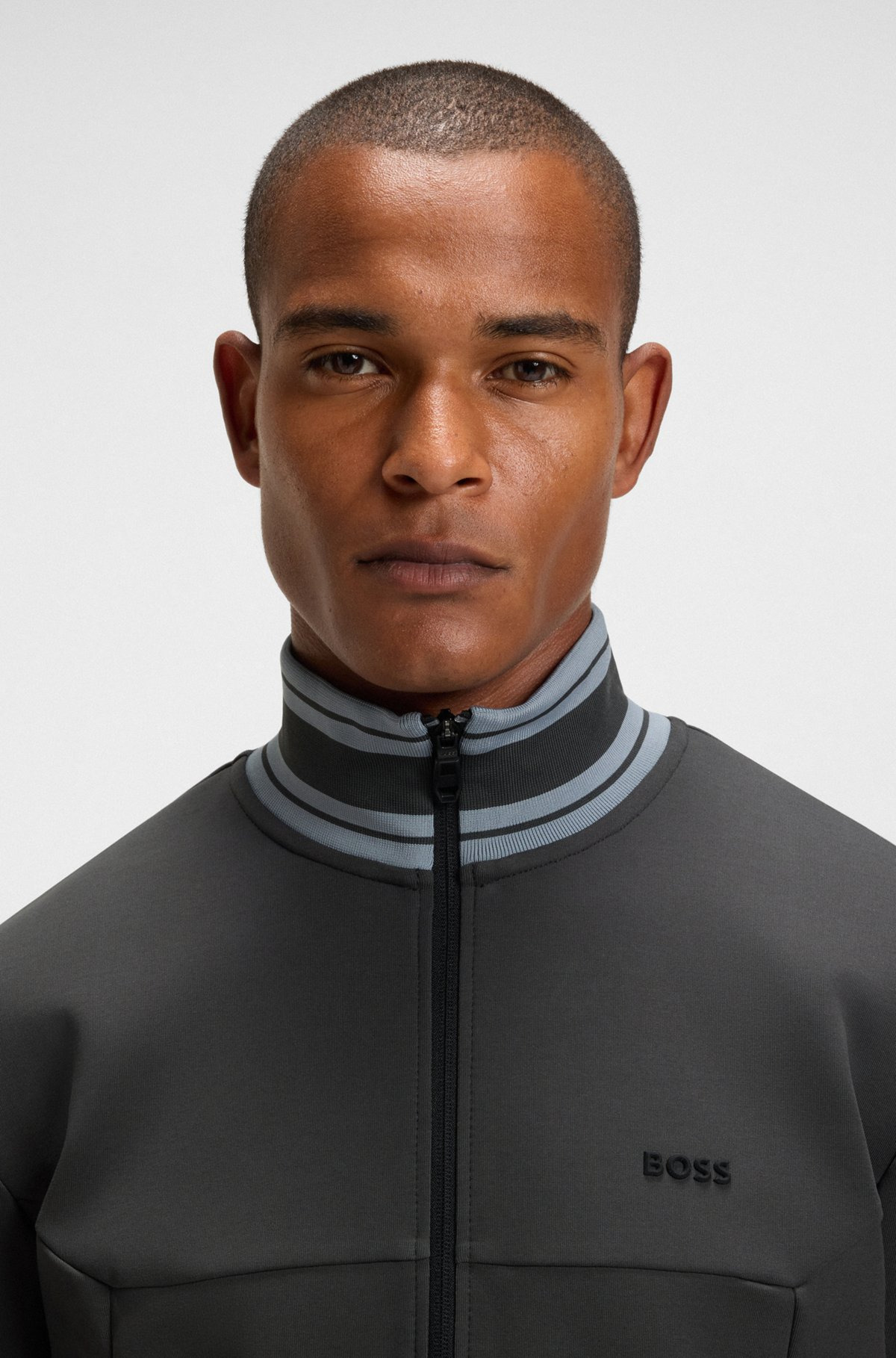 ZIP-UP SWEATSHIRT WITH STRIPED TRIMS - 3