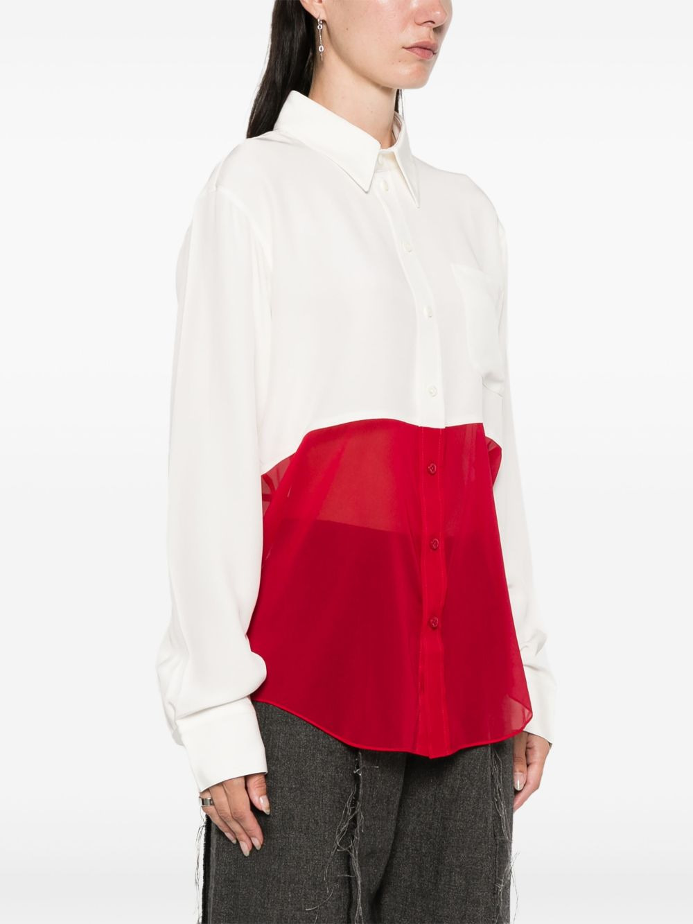 colour-block silk shirt - 3