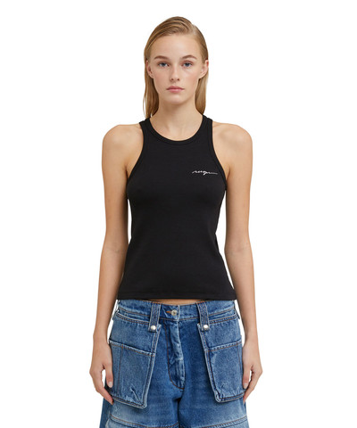 MSGM Ribbed jersey tank top with embroidered cursive logo outlook