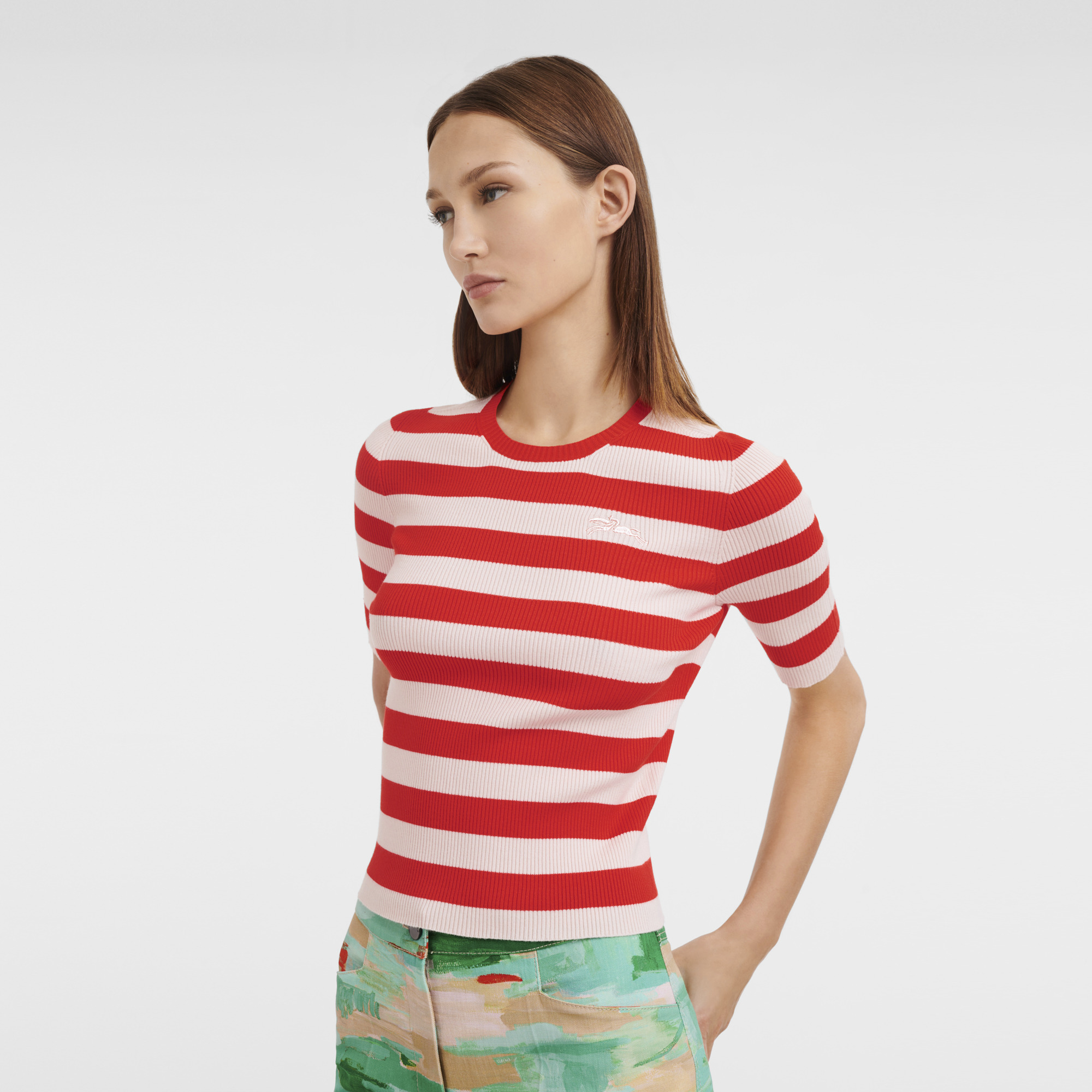 Spring/Summer 2023 Collection Knitted t-shirt Orange/Pale Pink - OTHER - 3