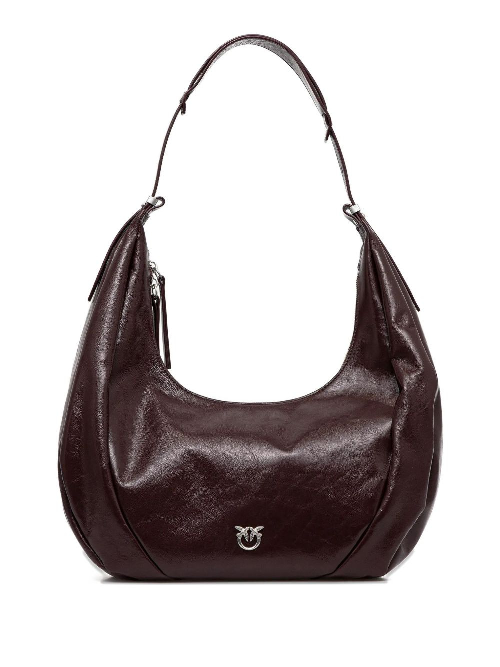 medium curved-shape leather shoulder bag - 1