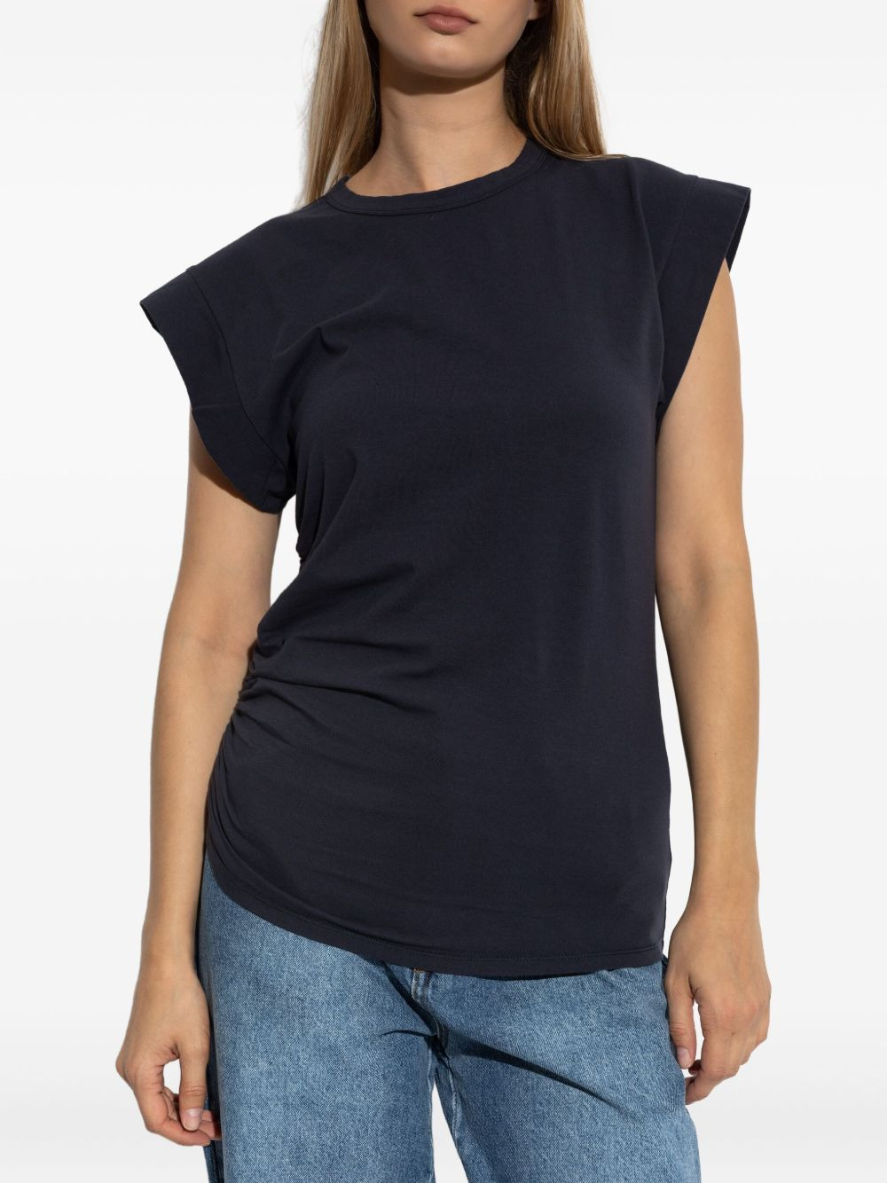 gathered cotton T-shirt - 3