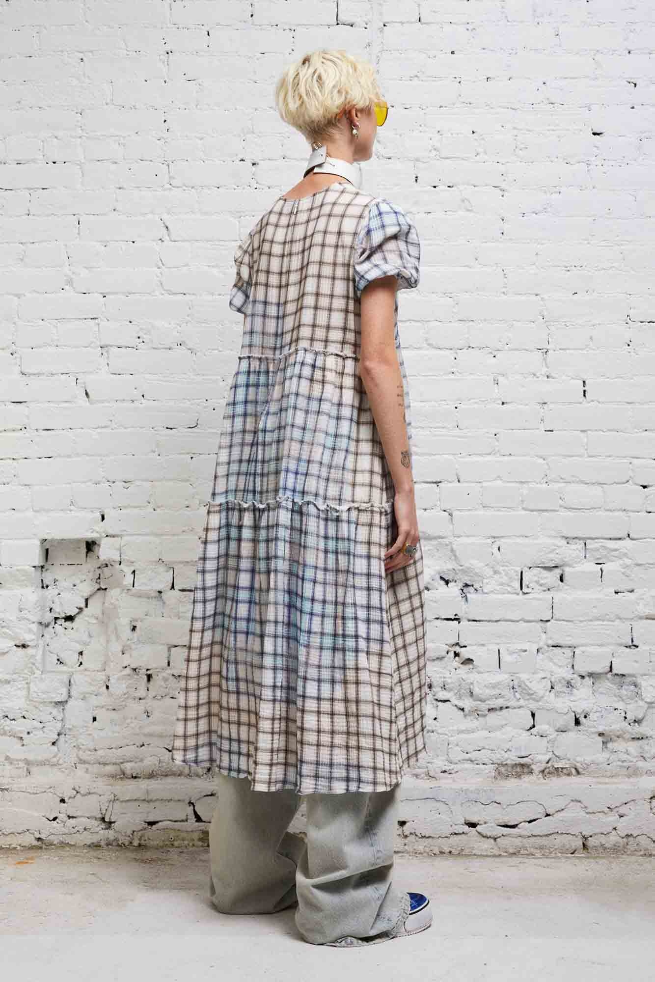 SHREDDED RELAXED MIDI - BLEACHED PLAID - 4