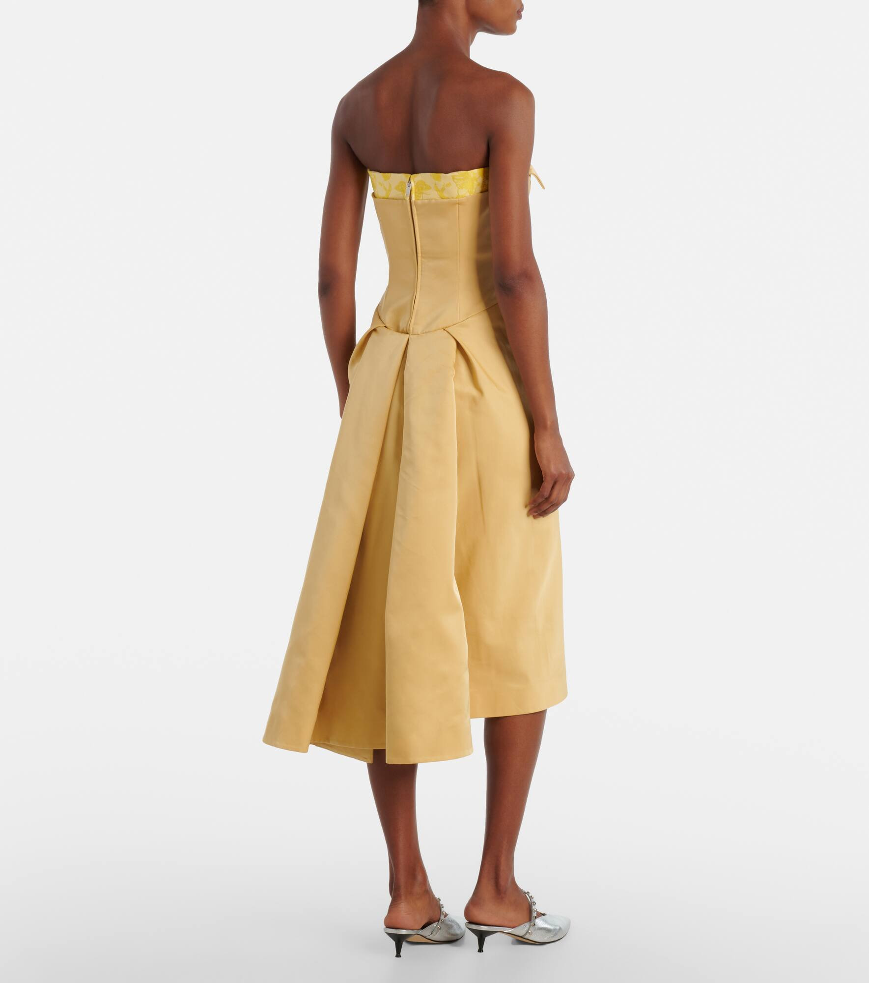 Strapless satin midi dress - 3