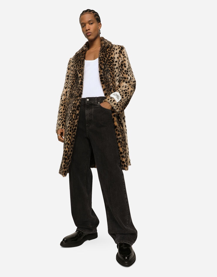 Lynx-effect jacquard faux fur coat - 5