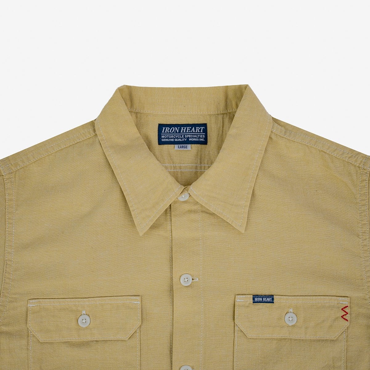 IHSH-388-YEL 4oz Selvedge Short Sleeved Summer Shirt - Yellow - 7
