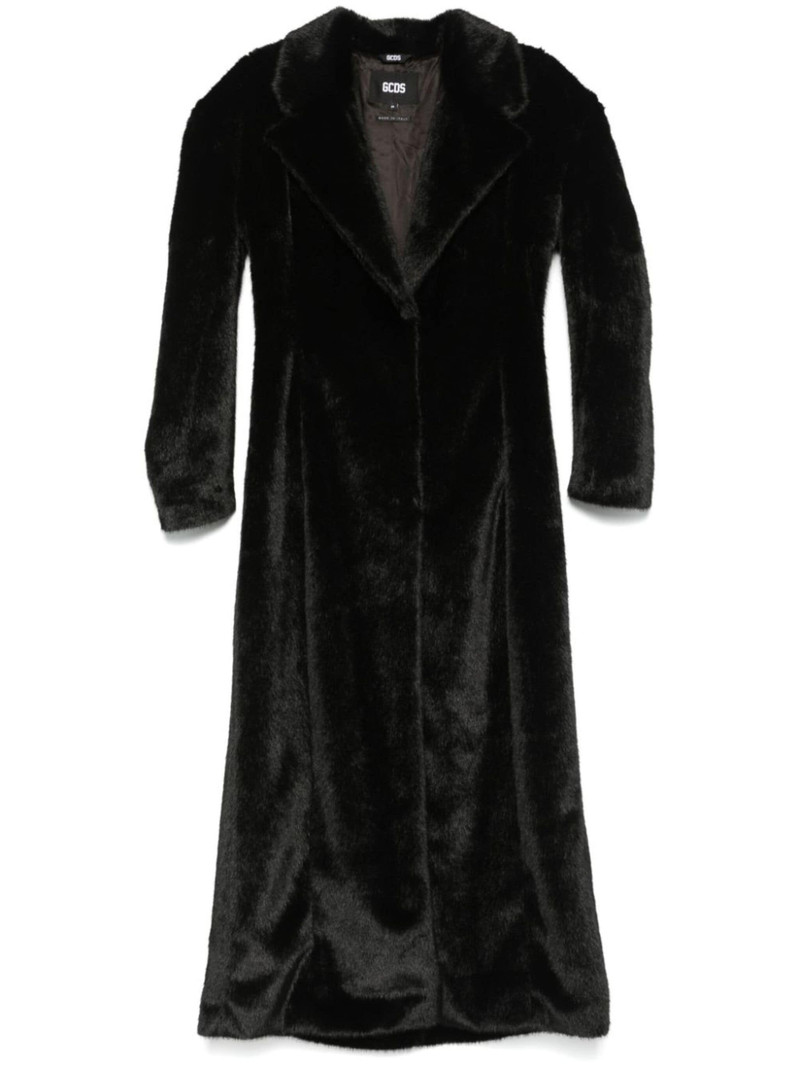 scarf-detail faux-fur coat - 1