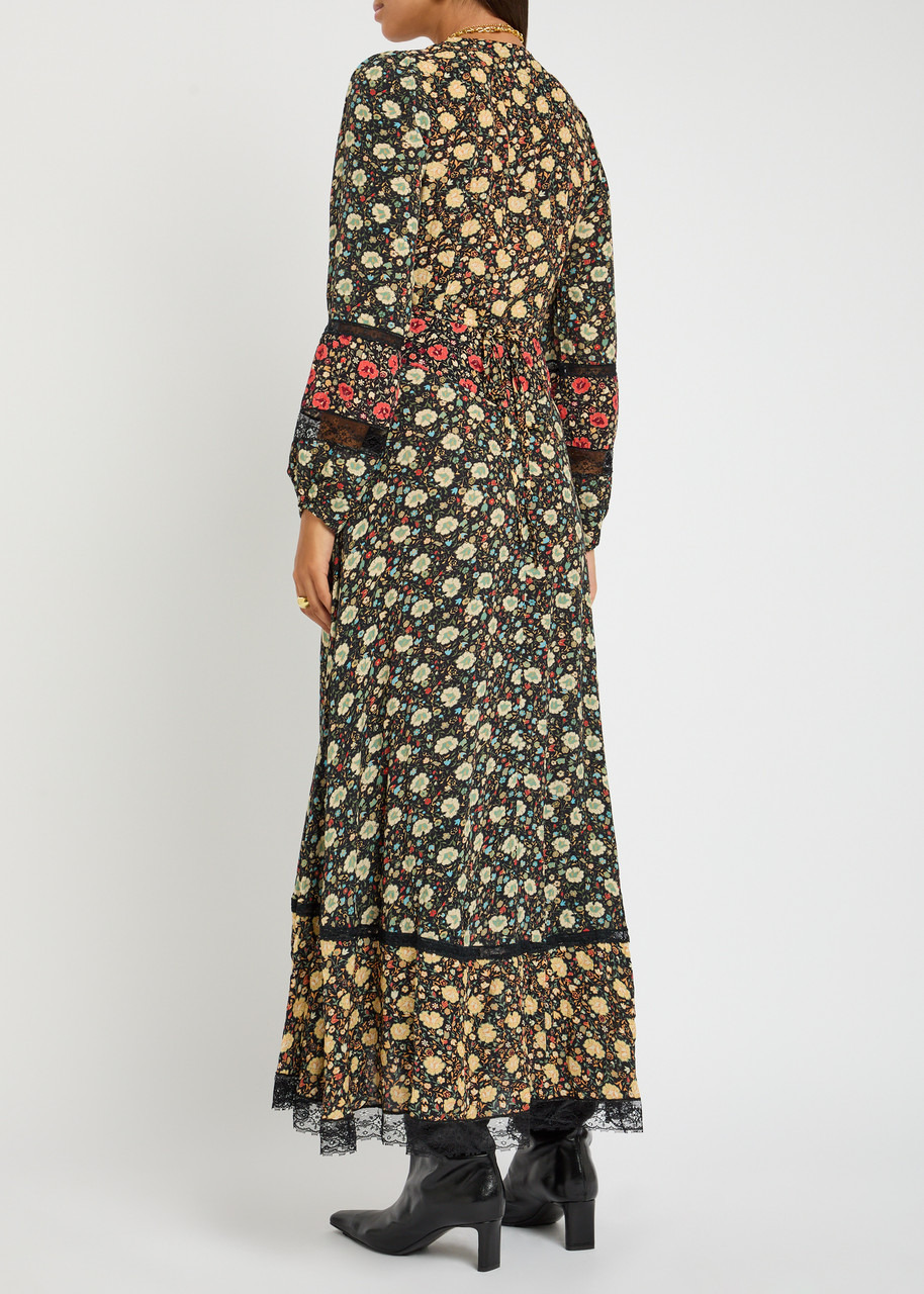Rixo Raven Floral-print Crepe de Chine Maxi Dress - 3