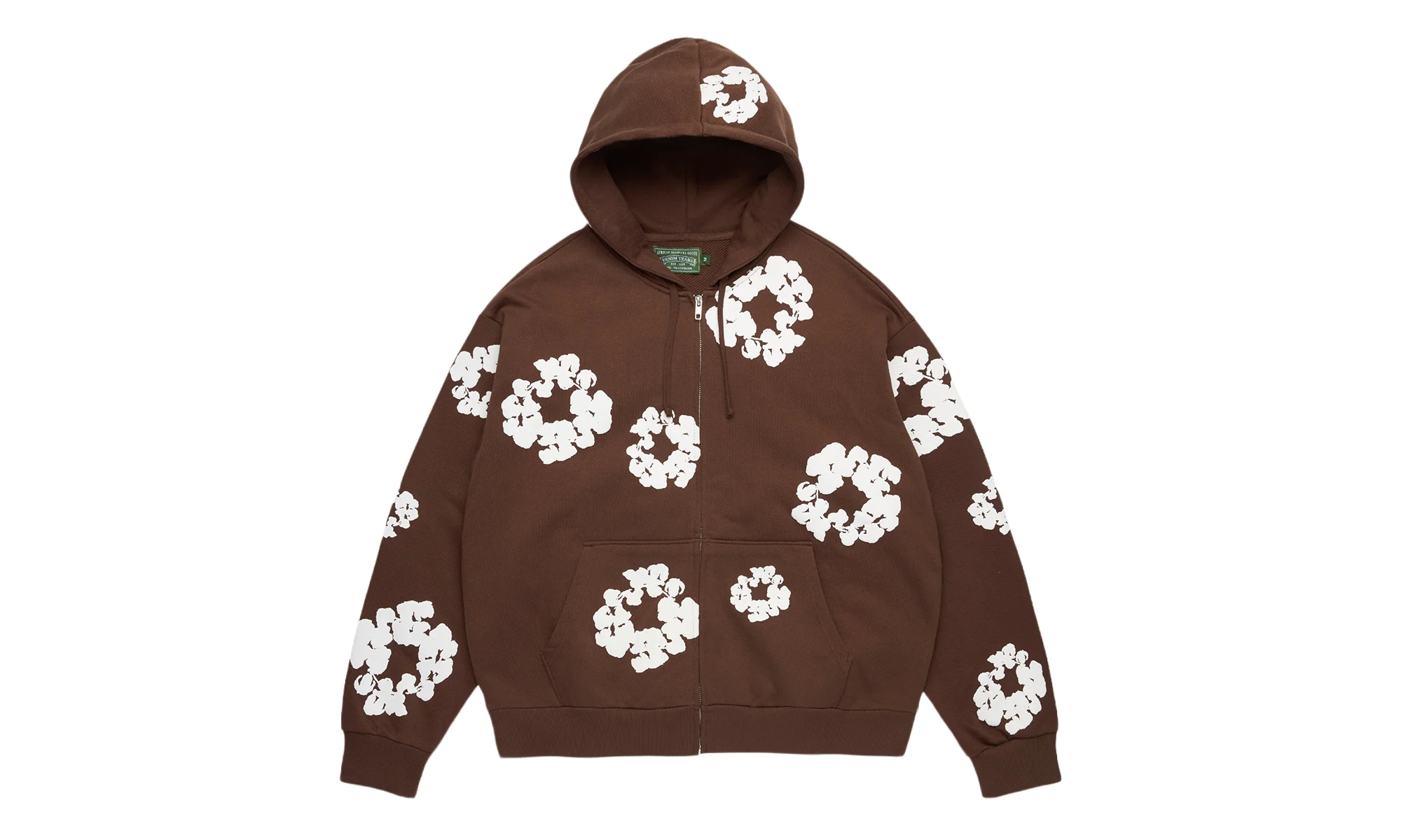 Cotton Wreath Zip Hoodie "Dark Brown" DT682 - 1