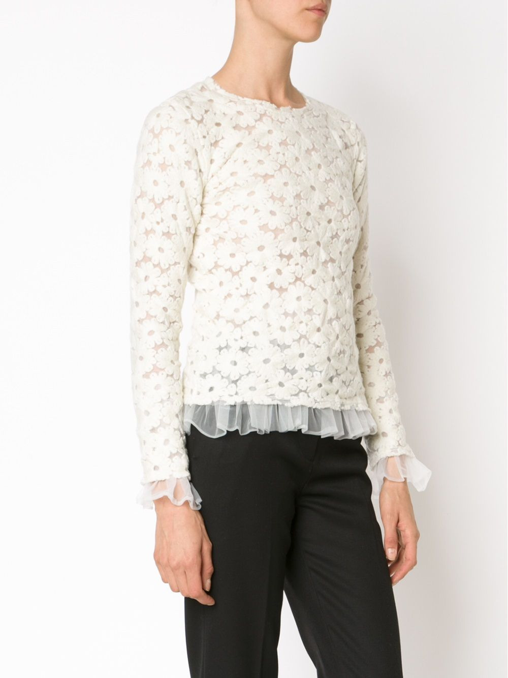 lace ruffled hem blouse - 3