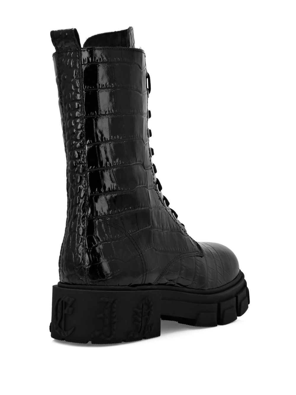 croc-effect leather boots - 3