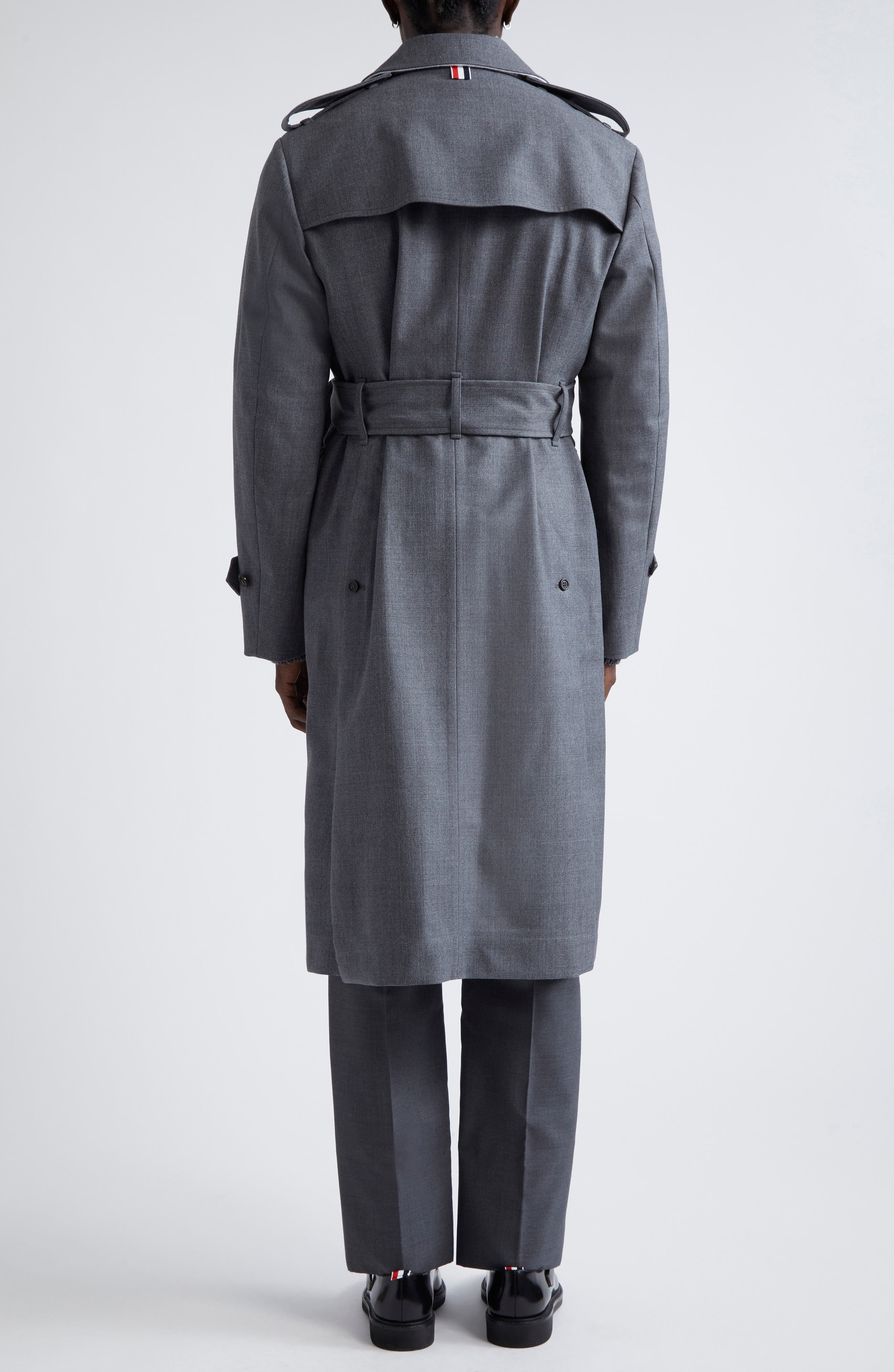 Thom Browne Unstructured Wool Blend Twill Trench Coat in Medium Grey at Nordstrom - 3
