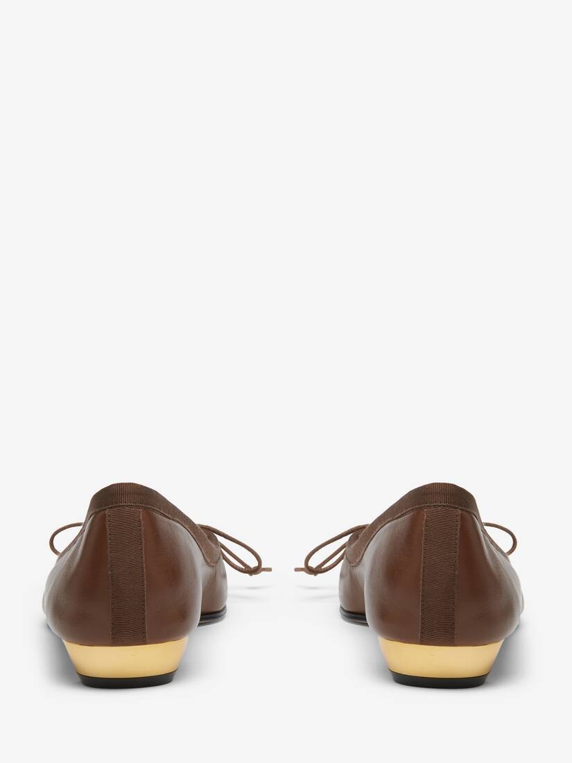 Women's Armadillo Ballet Flat in Walnut/gold - 3