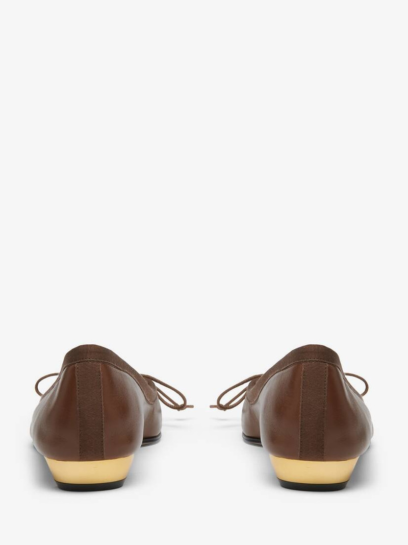 Alexander McQueen Women's Armadillo Ballet Flat in Walnut/gold outlook