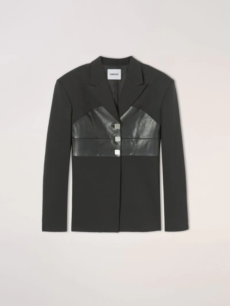 LEATHER PANEL TAILORING JACKET 1