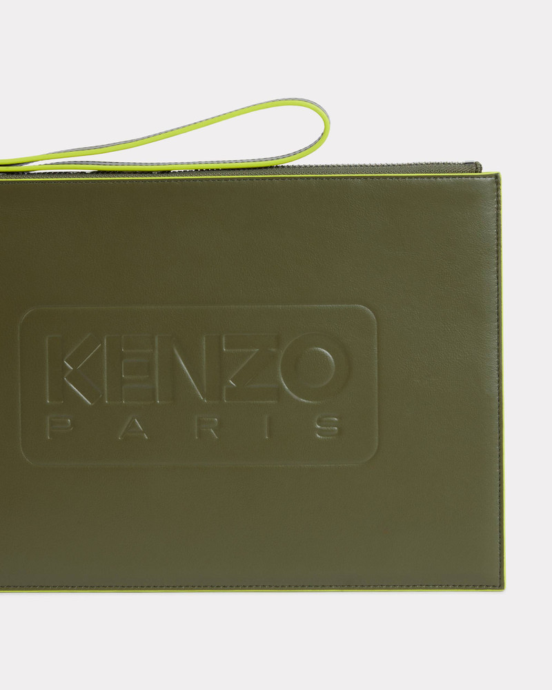 'KENZO Emboss' large clutch in leather 3