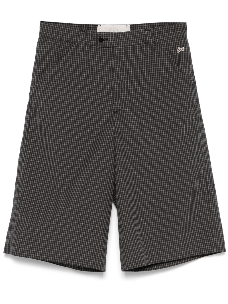 Unisex Tailored Mini Plaid Shorts 1