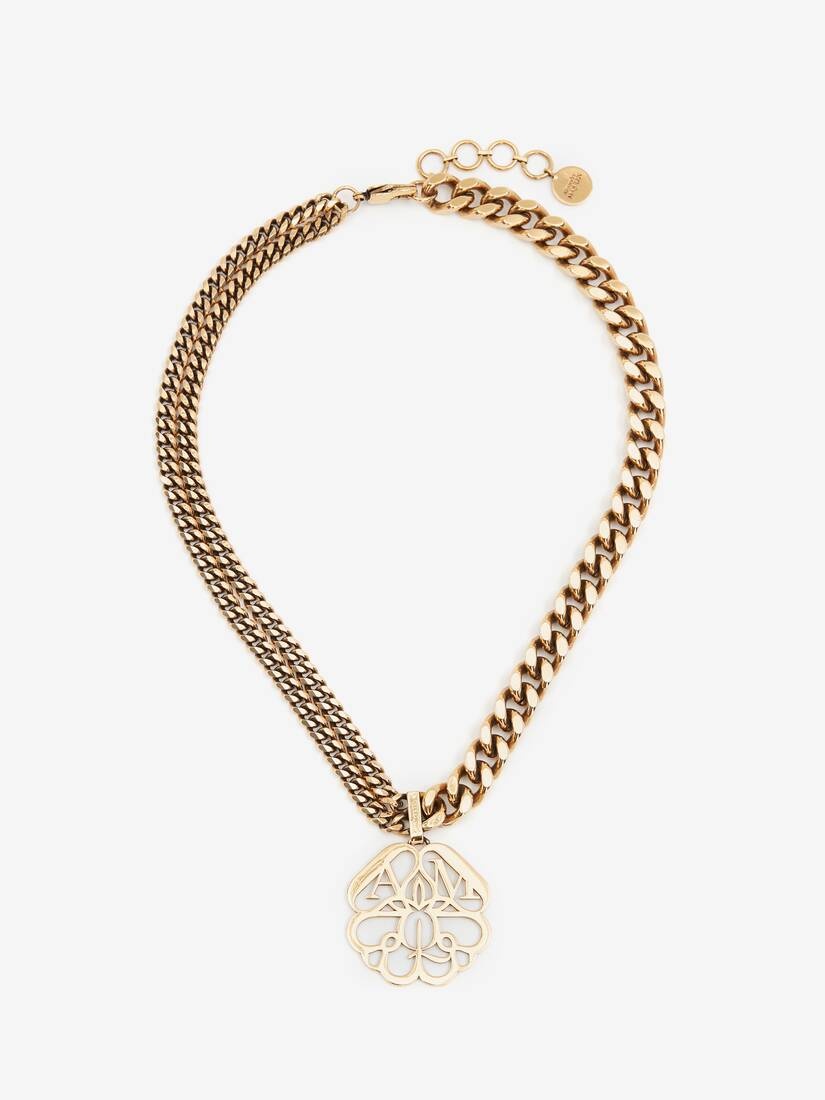 Seal Cut-out Necklace in Antique Gold - 1