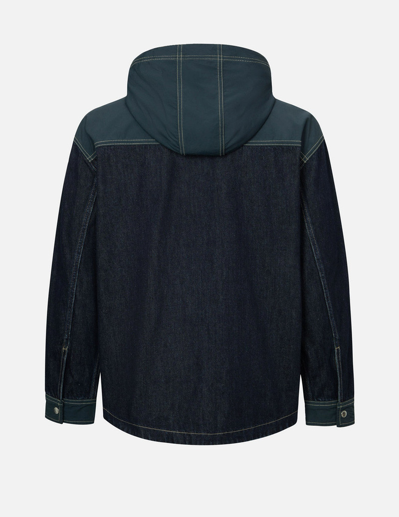 EVISU Logo Print Loose Fit Hooded Denim Shirt Jacket outlook