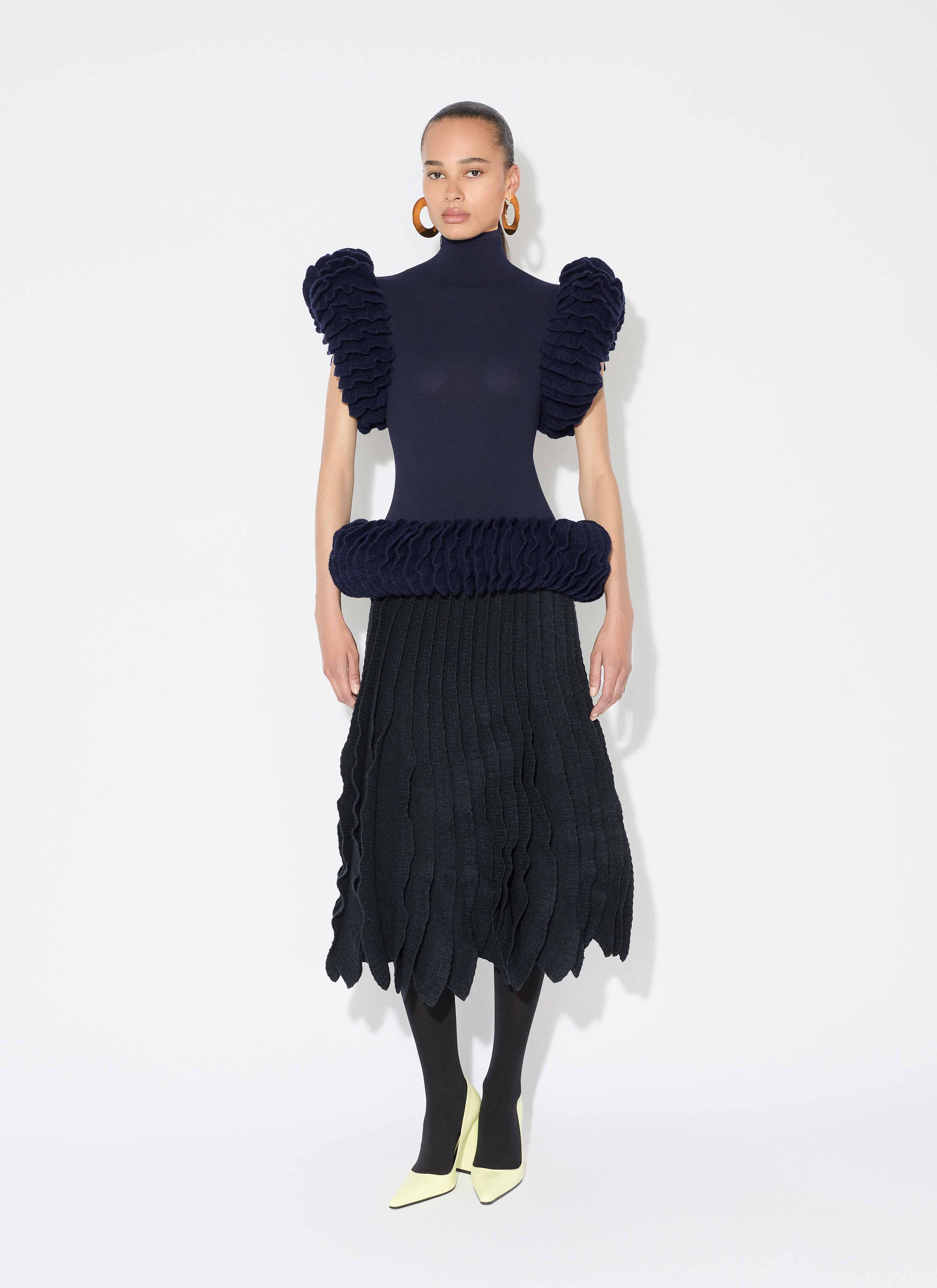 TWEED KNIT RUFFLE TOP - 2