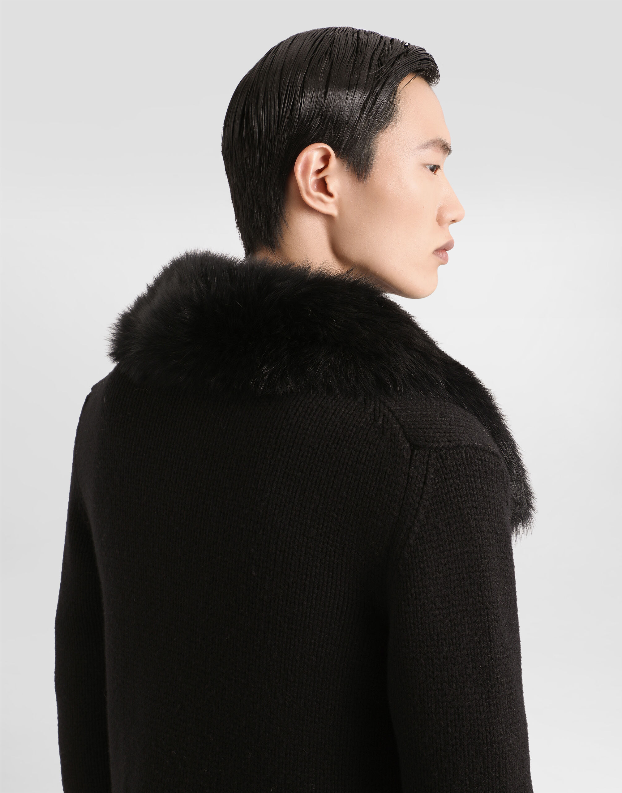 Wool jacket with fur-effect collar - 5