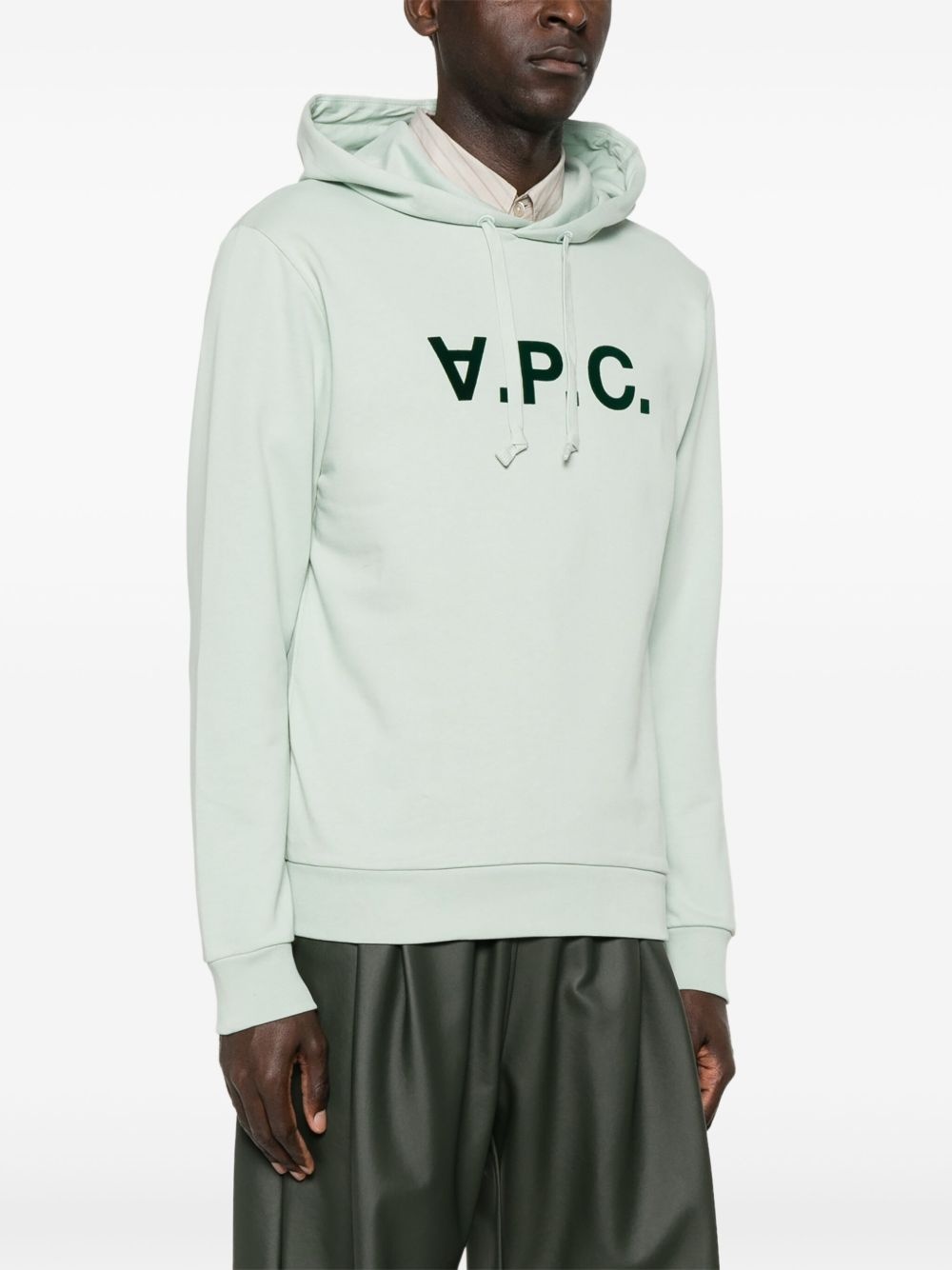 flocked-logo hoodie - 3