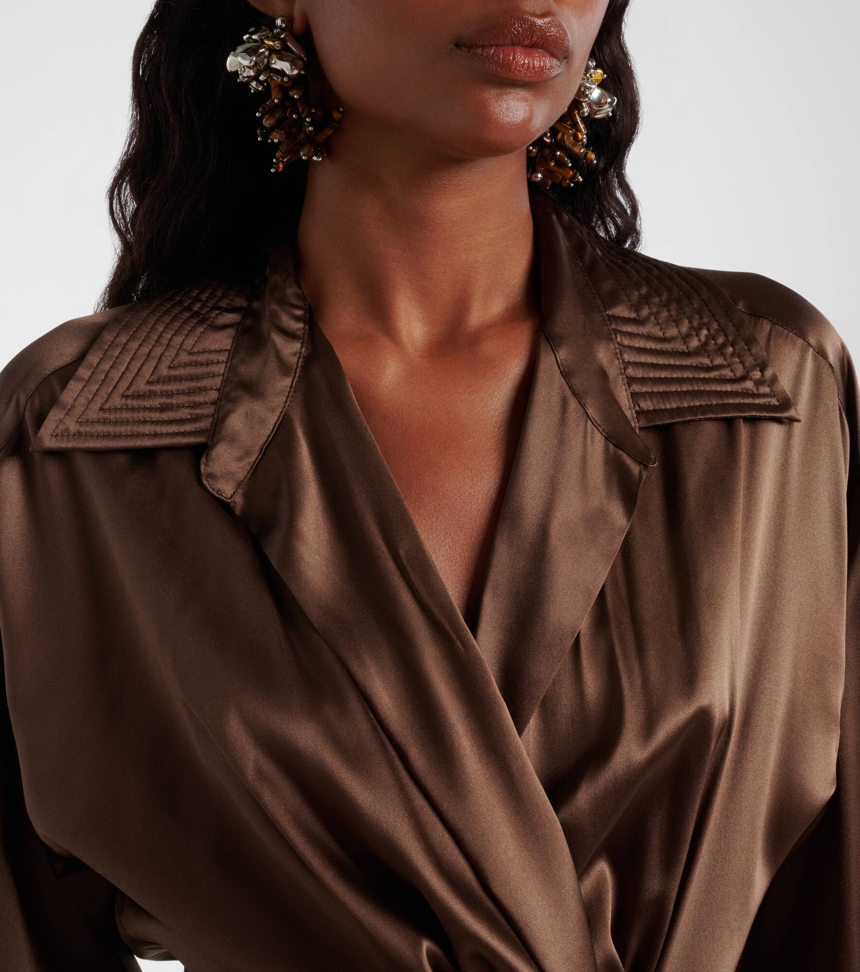 Draped silk-blend shirt - 4