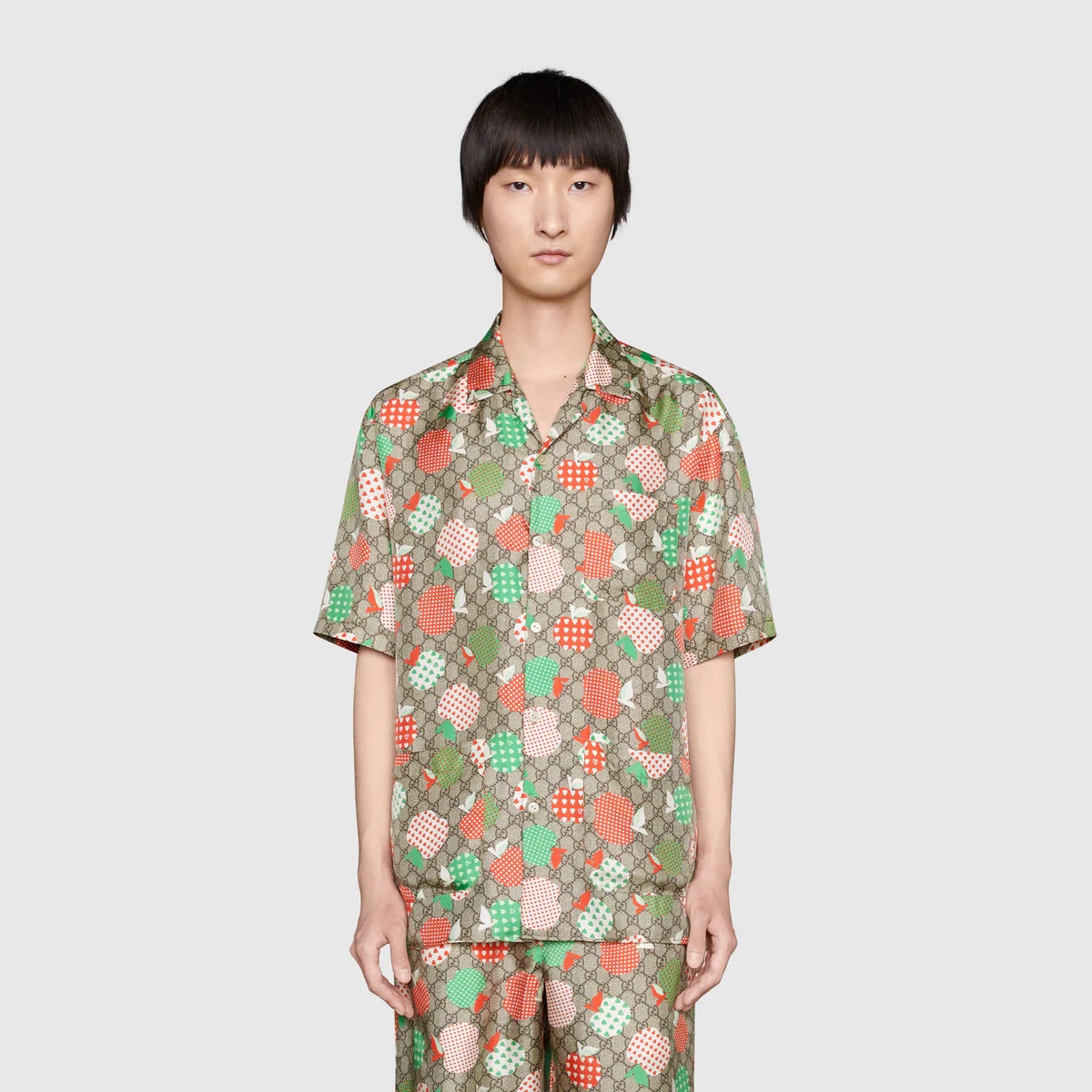 Men's Gucci Les Pommes silk bowling shirt - 3