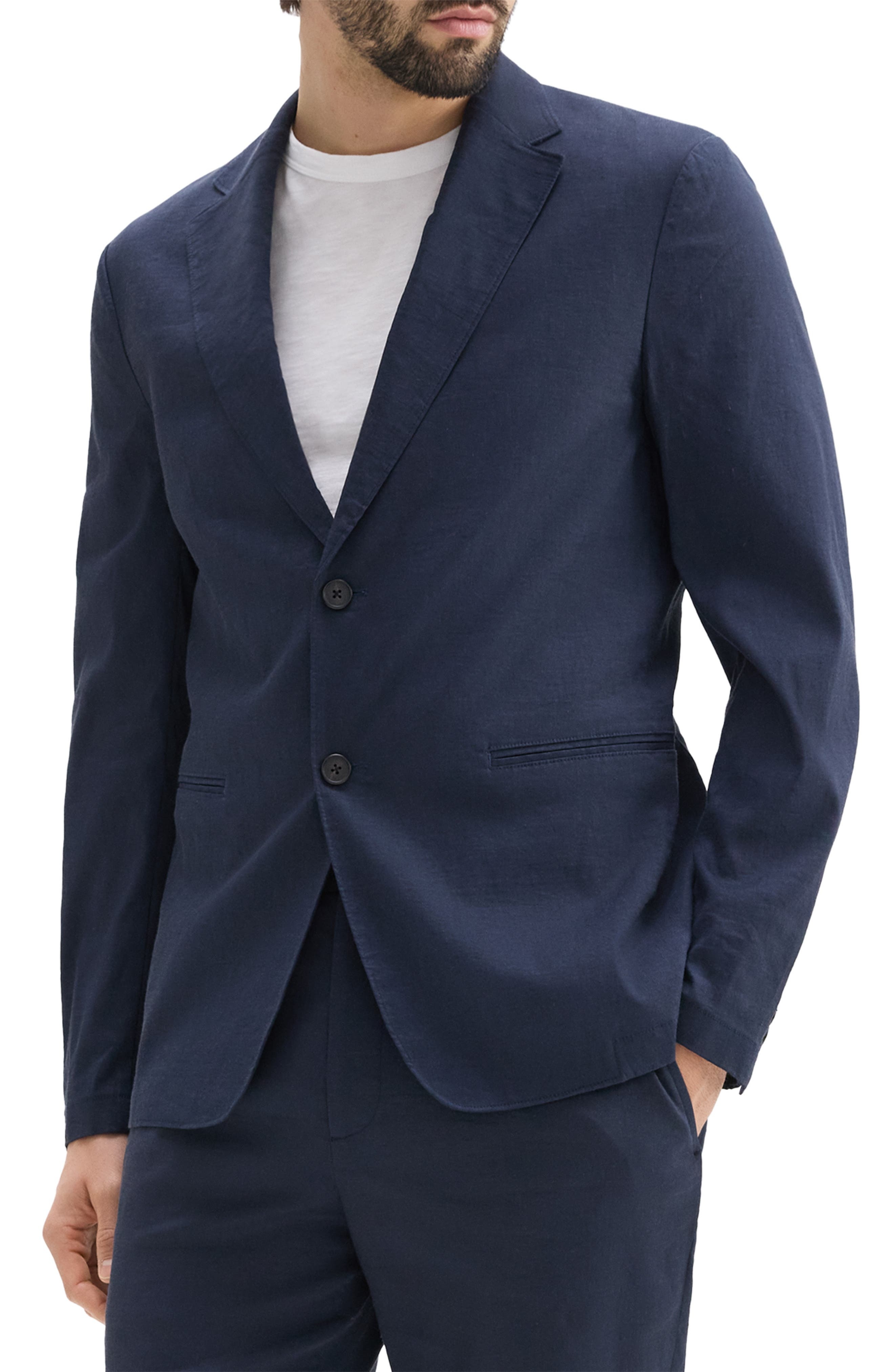 Theory Clinton Navy Stretch Linen Blend Sport Coat in Eclipse at Nordstrom - 3