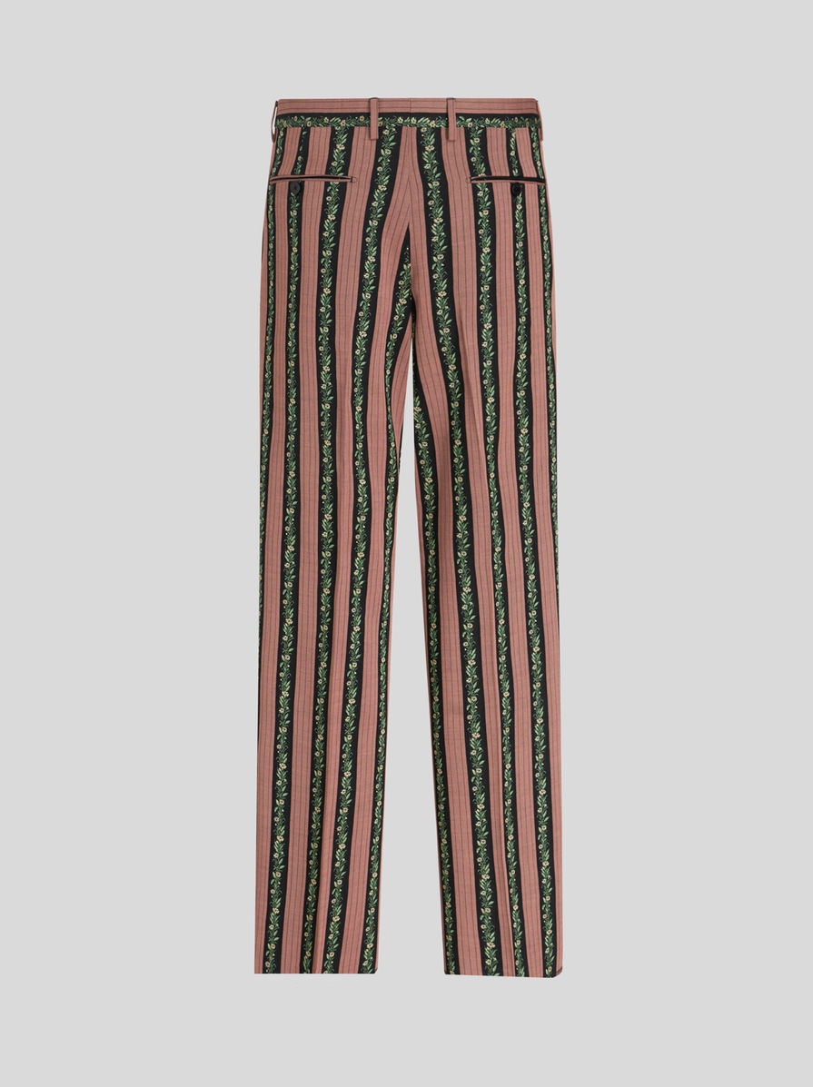 STRIPED FLORAL JACQUARD TROUSERS - 5