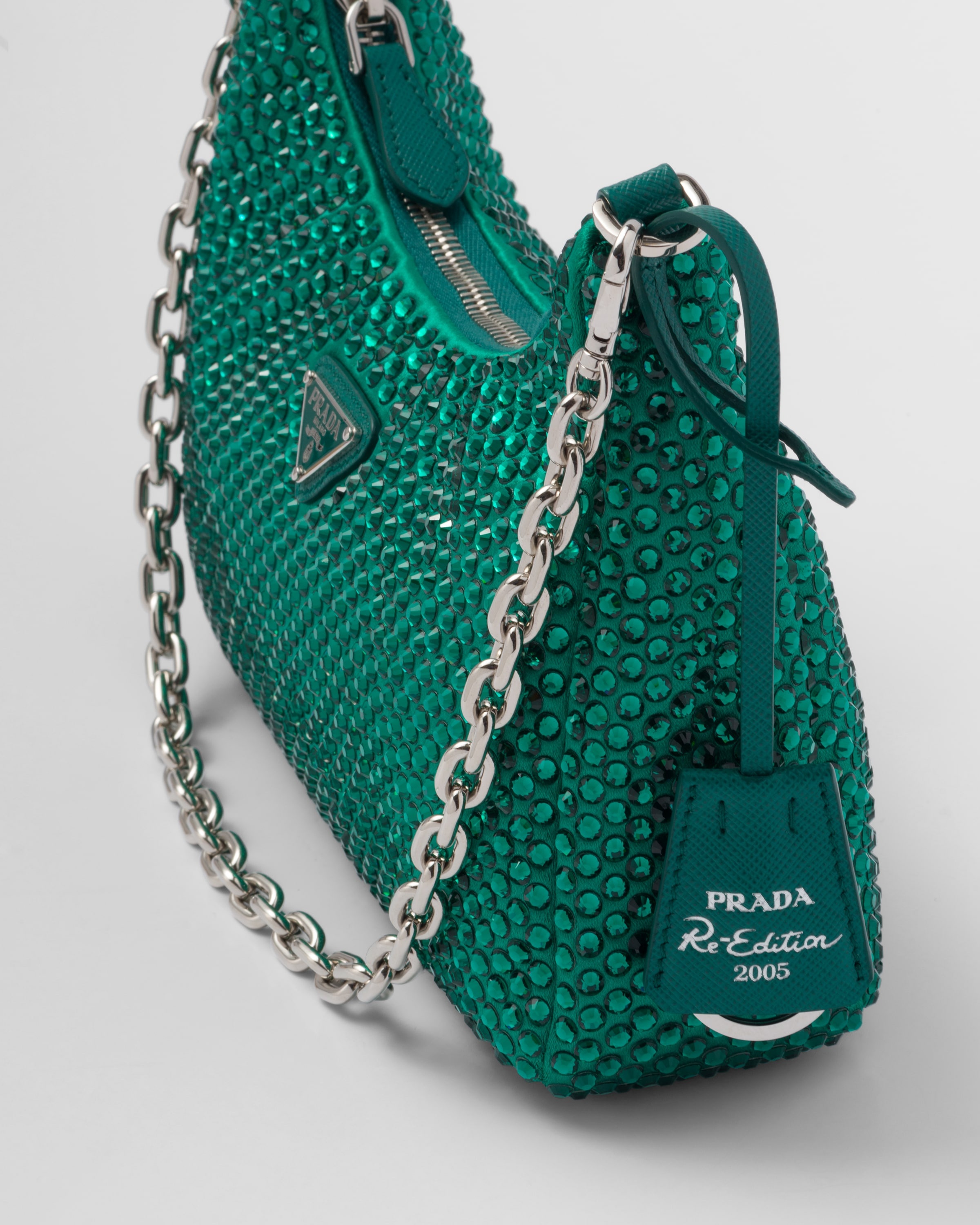 Prada Re-Edition 2005 satin bag with crystals - 5