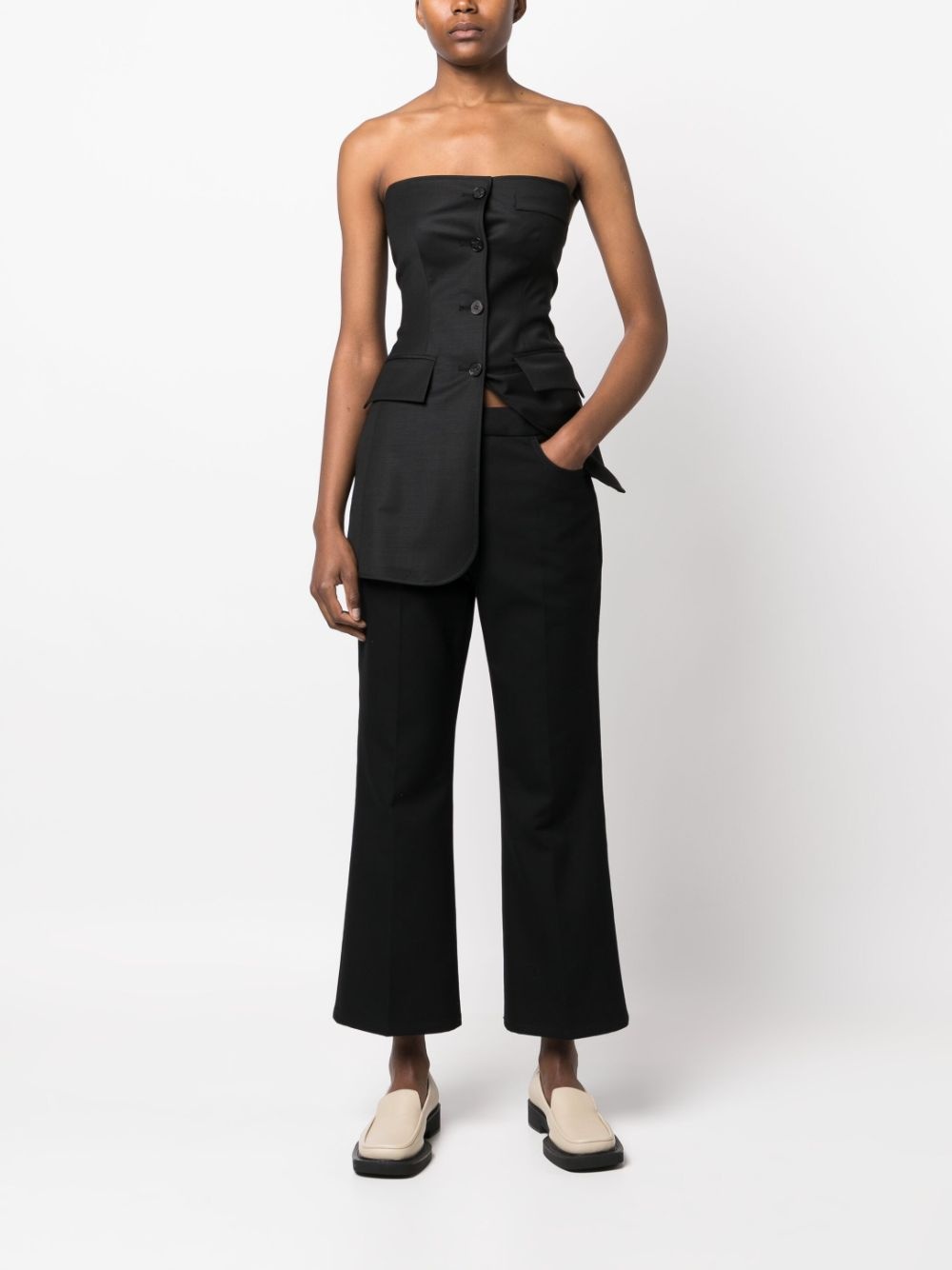 pressed-crease flared cropped trousers - 2