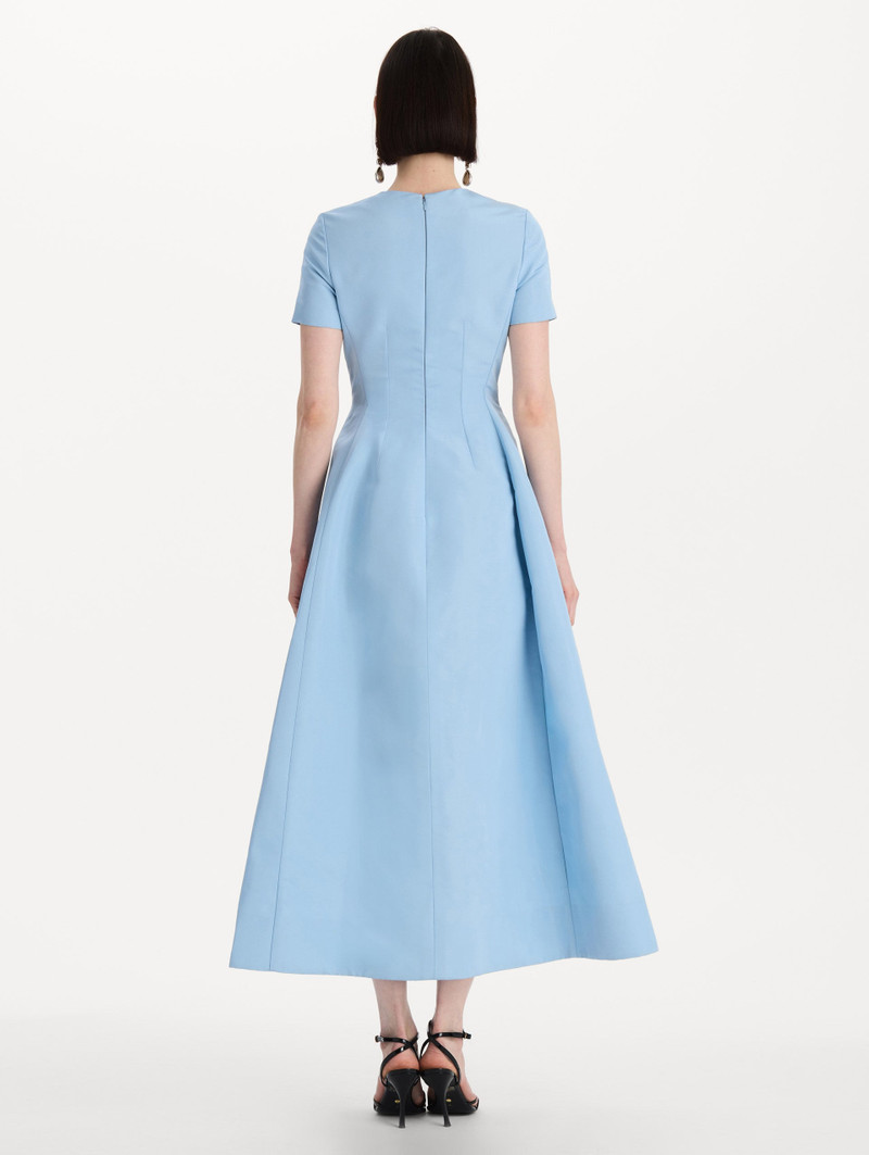 CRYSTAL FLOWER EMBROIDERED FAILLE DRESS 3