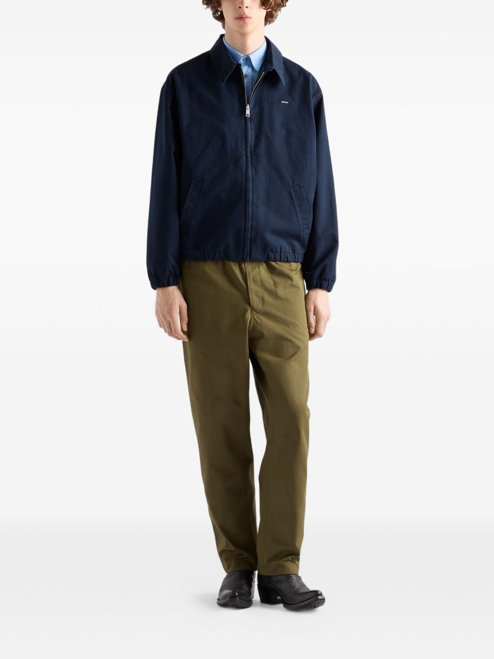 embroidered-logo zip-up jacket - 2