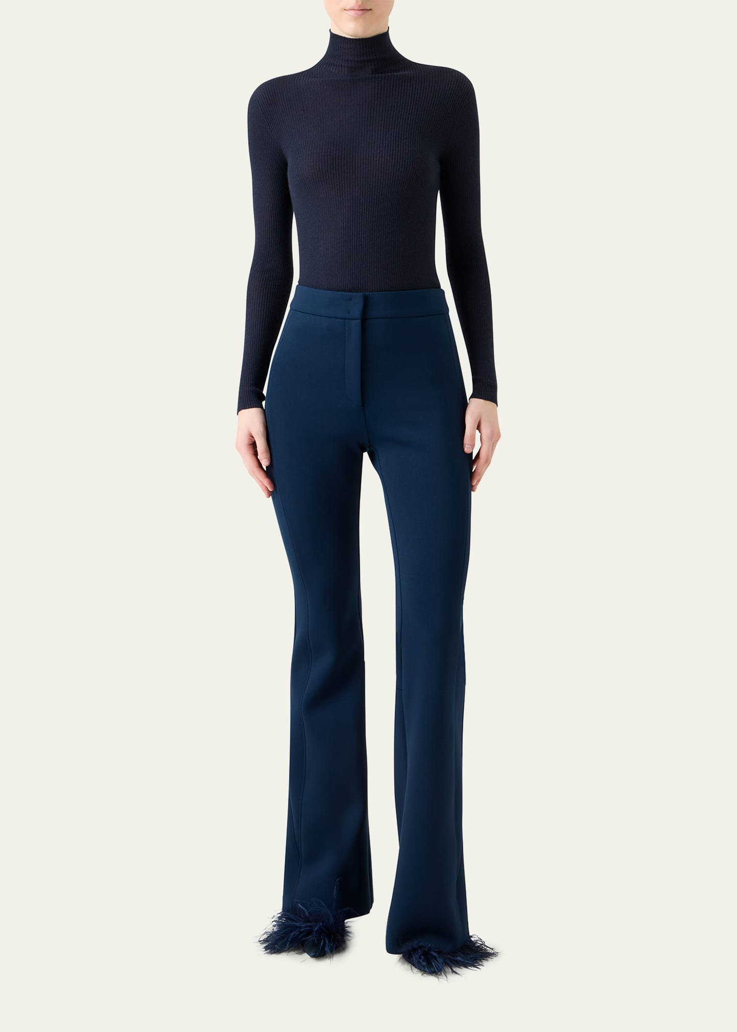 Faris Side-Stripe Techno Neoprene Bootcut Pants - 2