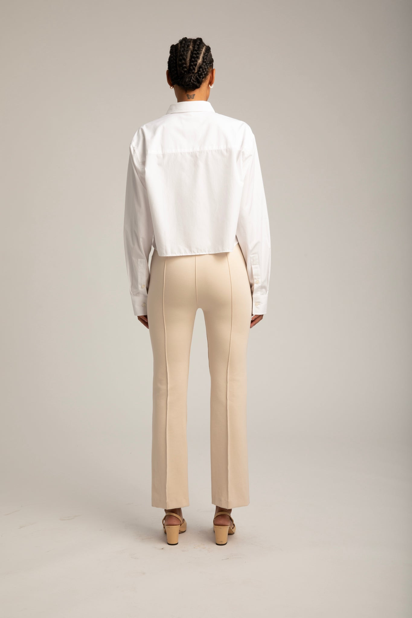 WHITE CROPPED BUTTON DOWN - 6