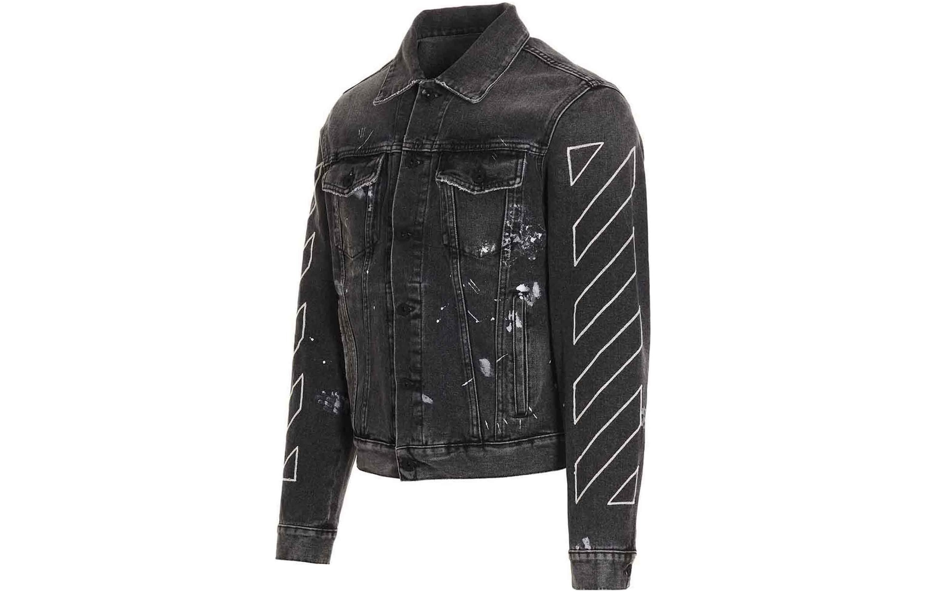 Men's Off-White SS22 Printing Denim Jacket Black OMYE079S22DEN0011101 - 3