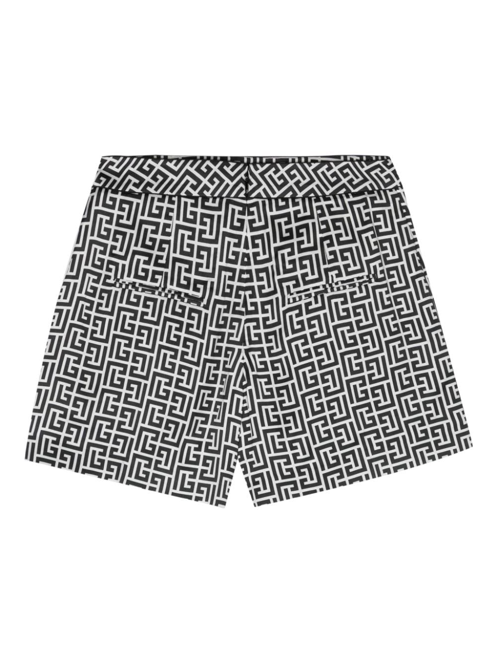 monogram-print satin shorts - 2