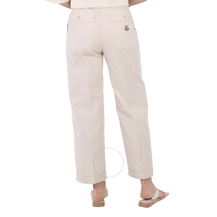 Moncler Ladies Natural Logo Patch Straight Leg Pants - 6